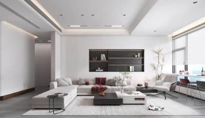 现代极简客餐厅3D模型下载